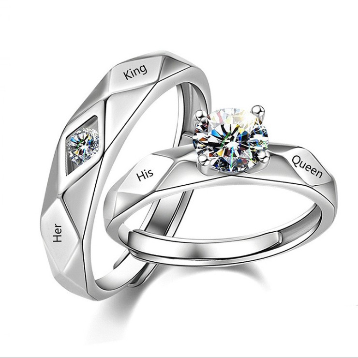 King and queen silver rings deals