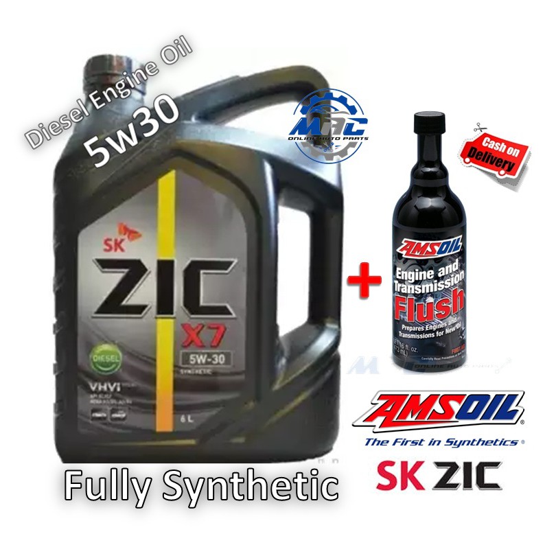 Zic x7 5w30 Fully synthetic diesel engine oil CI4-SL 6 Liters + Amsoil ...