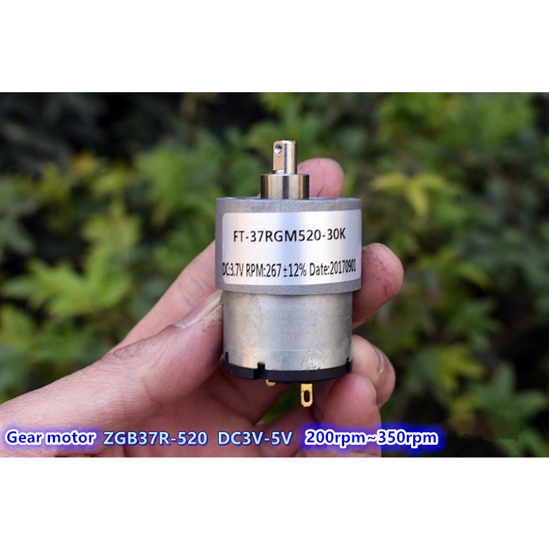 Gear-box 37mm ZGB37R-520 reduction ration 1:30 3V-5V 200rpm~350rpm DC ...