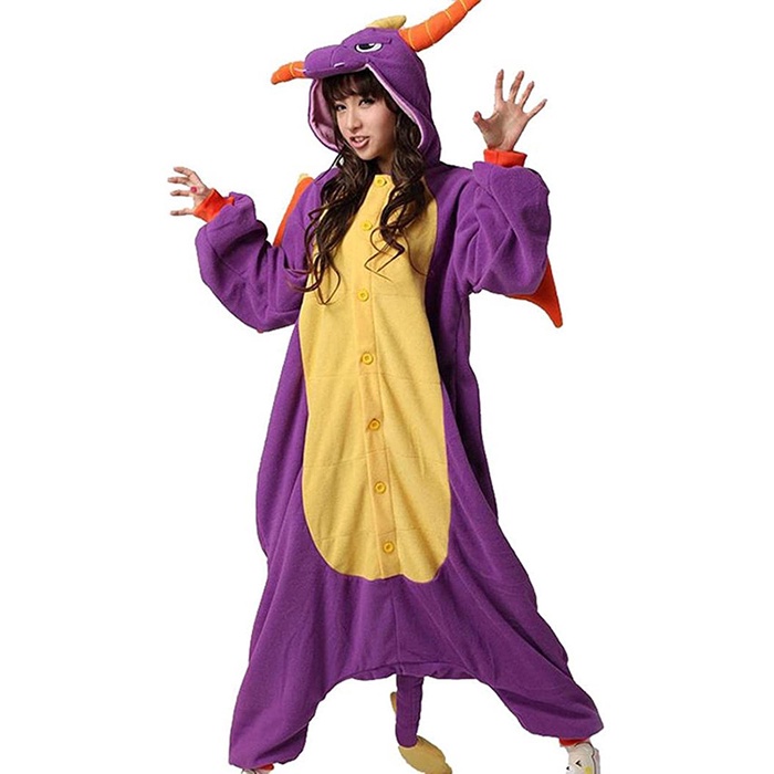 Orange Dragon Costume Adult Hooded Jumpsuit