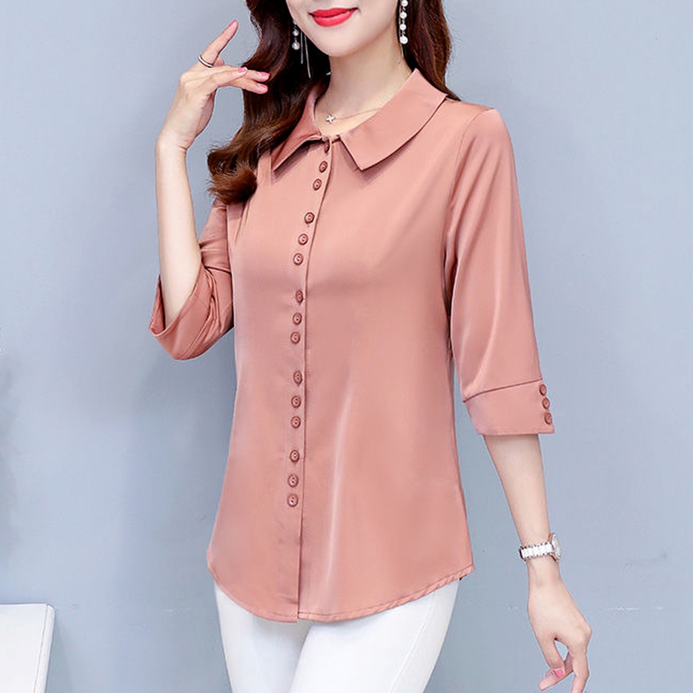 Women's Plus Size Blouse Korean Style Loose Long-sleeved Shirt Fashion ...