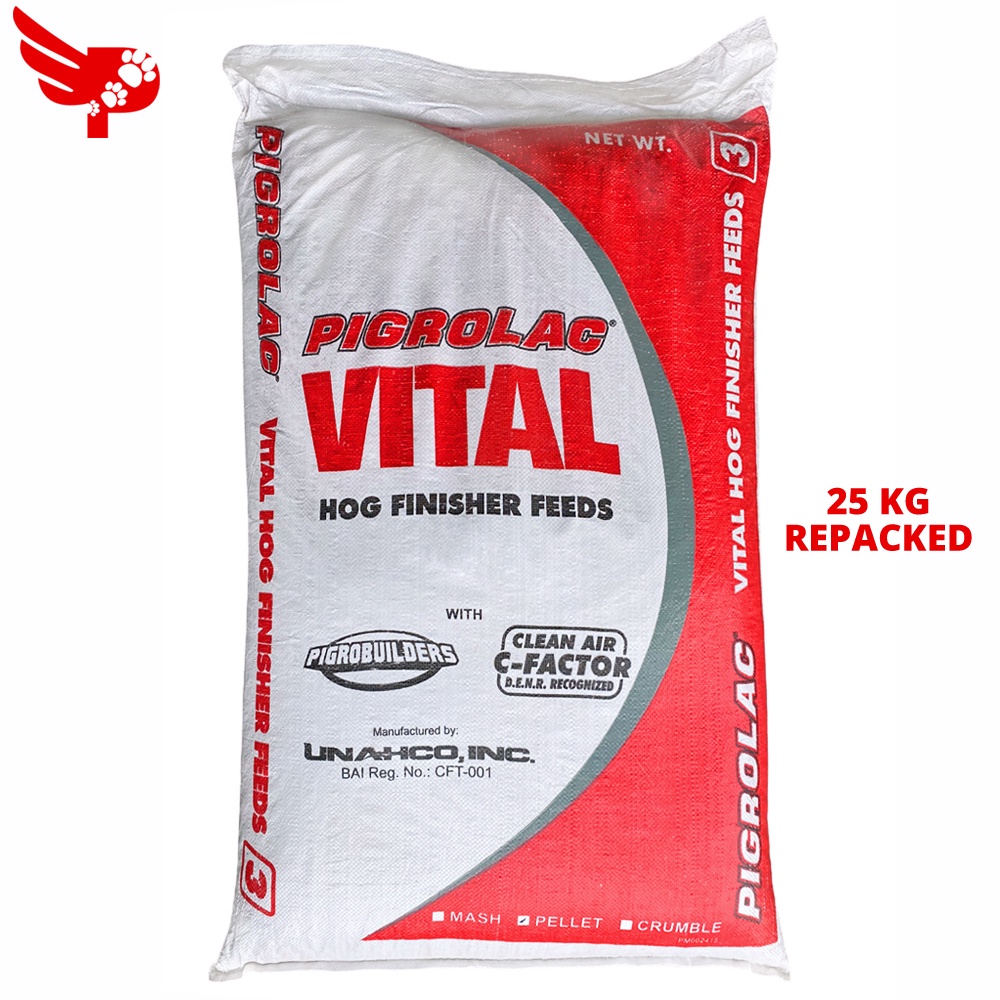 Pigrolac Vital Hog Finisher Feeds 25KG For Pigs, Hogs, Swine