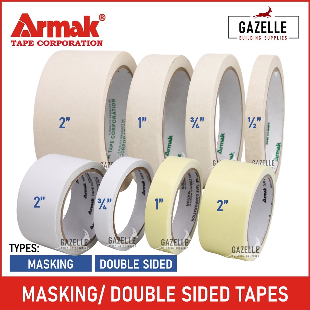 Armak Masking Tape / Double Sided Tape / Double Sided Foam Tape - 1 / 2 /  3/4 / 1/2