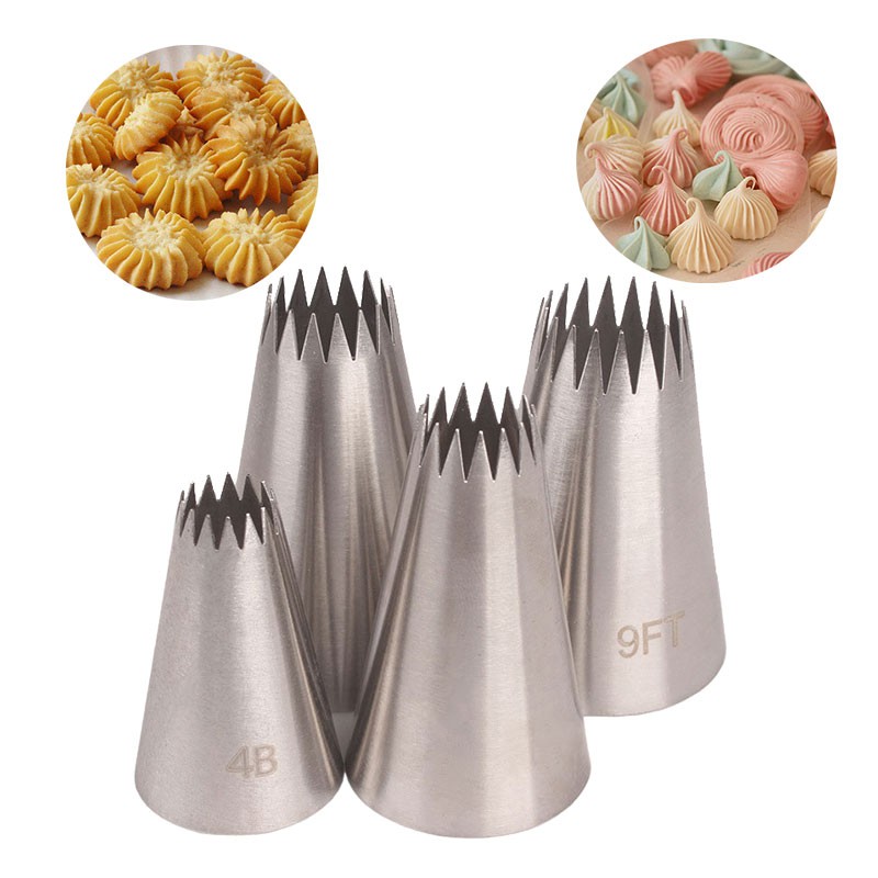 4pcs Stainless Steel Cookie Cake Nozzles Set Cake Side Decoration Icing ...