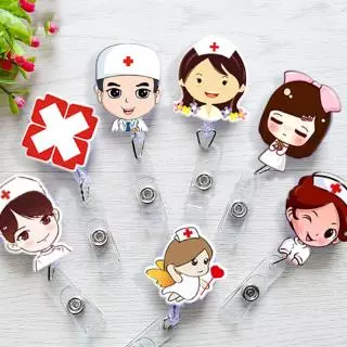 1pc Flower Retractable Badge Reel, Acrylic Bling Retractable Name Badge  Holder For Nurse Doctor Student Worker Volunteer