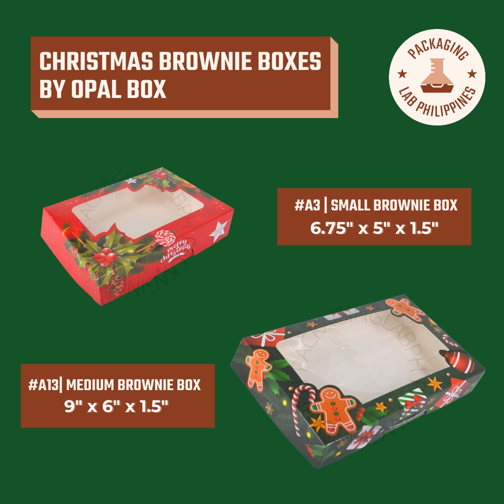 [20pcs] Christmas Pastry Box Brownie Box by Opal Box Shopee Philippines