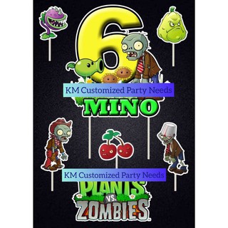 Plants vs Zombies Themed Cake Toppers Personalised With Name & Age