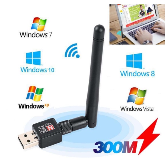 300mbps Mini Network Card 2dBi 2.4G USB Ethernet WiFi Receiver USB WiFi ...