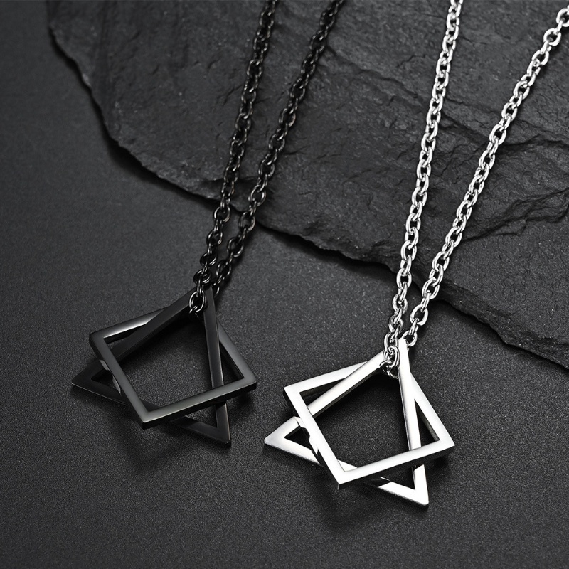 Geometry Interlocking Square Triangle Male Pendant for Men Stainless ...