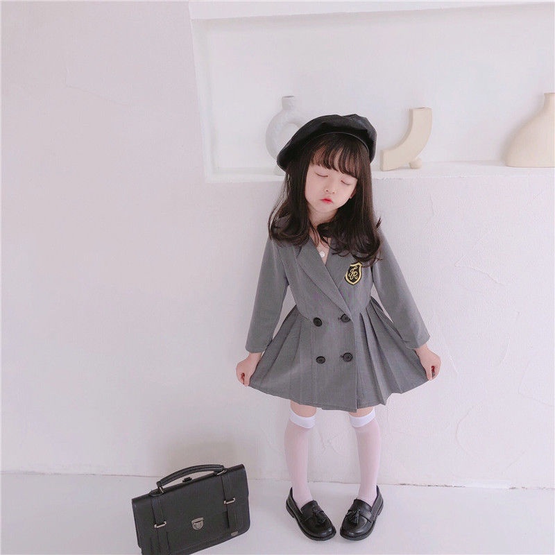 Girls suit dress 2023 autumn baby girl foreign temperament double