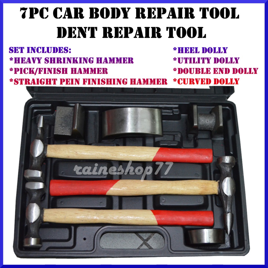7pc Car Auto Body Dent Panel Car Body Repair Tool Kit Wood Handle ...
