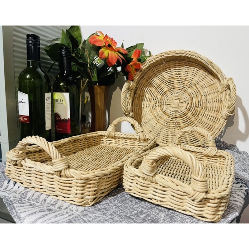 Multipurpose Rattan Tray/Basket Large | Shopee Philippines
