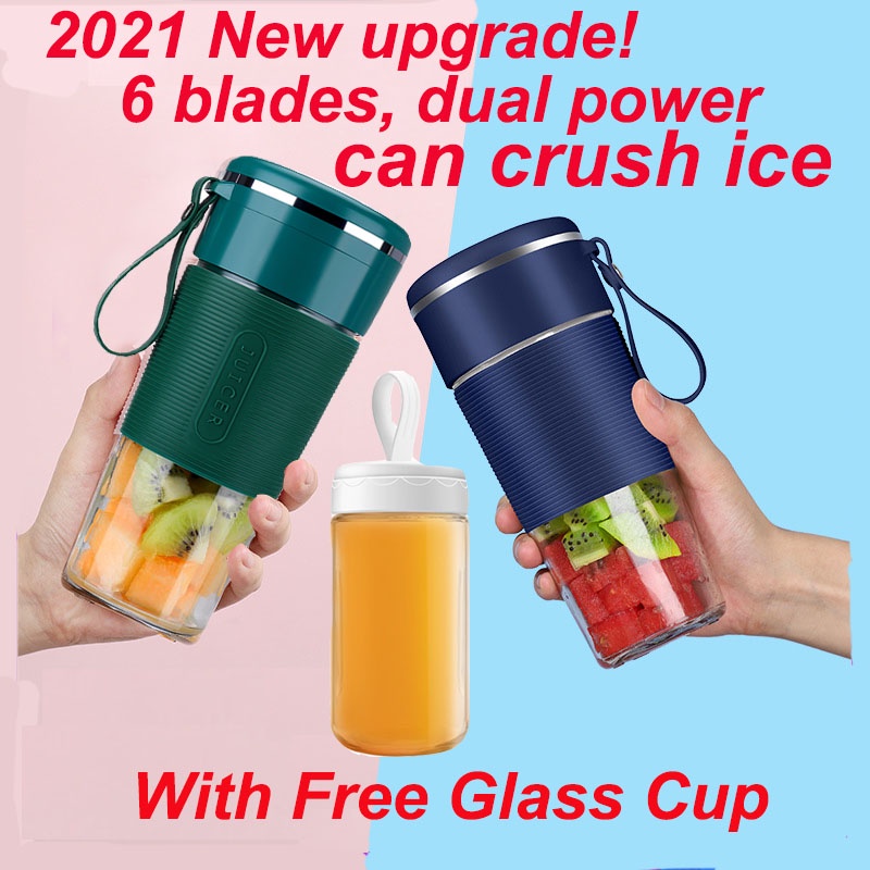 Portable Juicer cup 6 Blade Blender with glass cup can crash ice