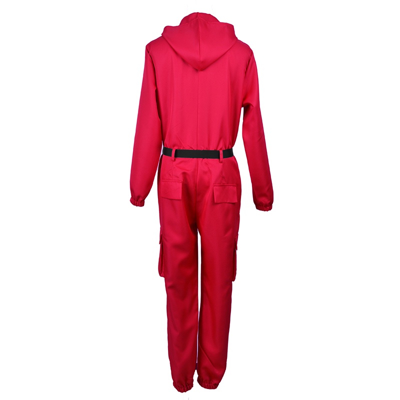 Full Set Kid Men Squid Game Costume Cosplay Red Jumpsuit Belt Cosplay