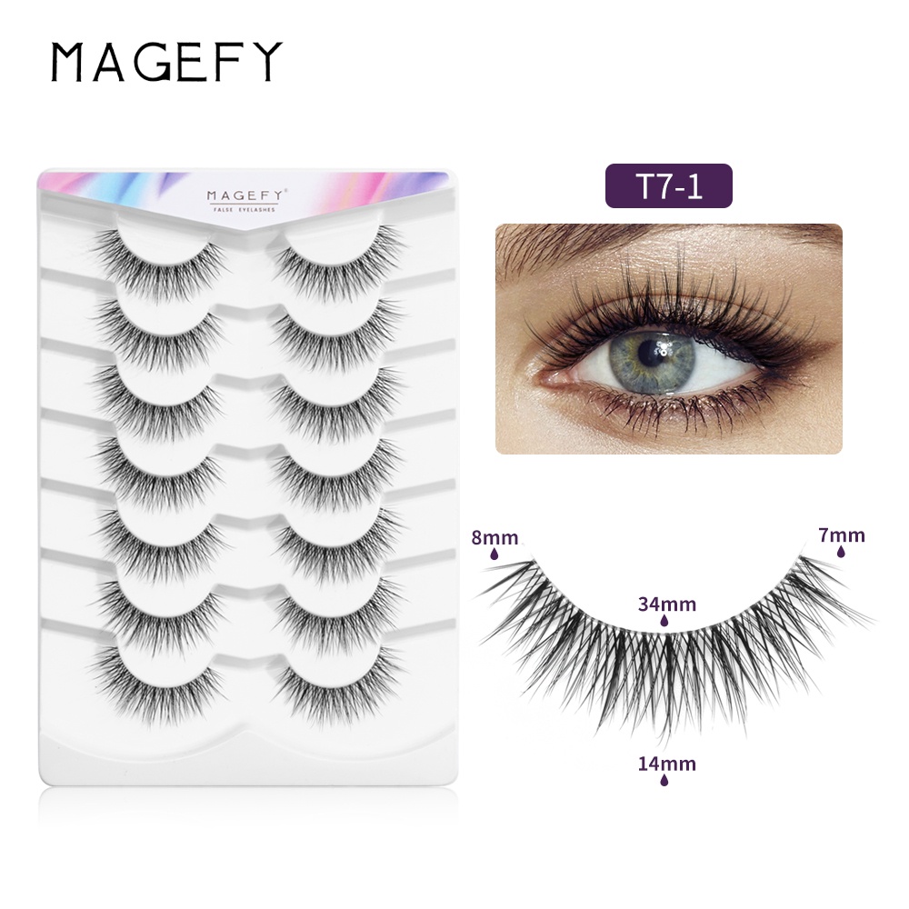 MAGEFY 7 Pairs False Eyelashes Transparent Stem Natural Lashes | Shopee ...