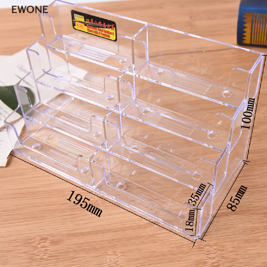 EWONE NEW 8 Pocket Desktop Business Card Holder Clear Acrylic Countertop Stand Display HOT