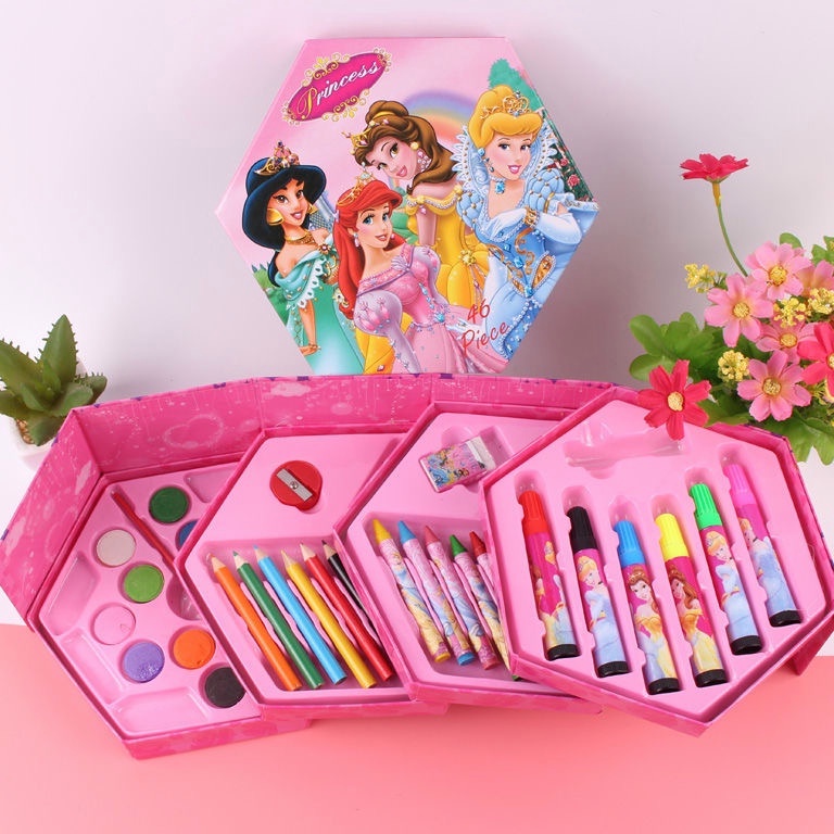 46 pcs Drawing Set for Kids, Set with Color Box, Pencil Colors