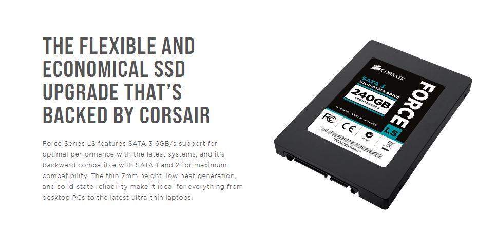CORSAIR Force Series™ LS 240GB SATA 6Gb/s SSD CSSD-F240GBLS