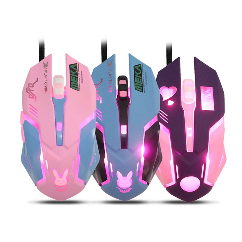Pink Girl Heart Cute Gaming mouse lovely Wired silence mouse bigplayer