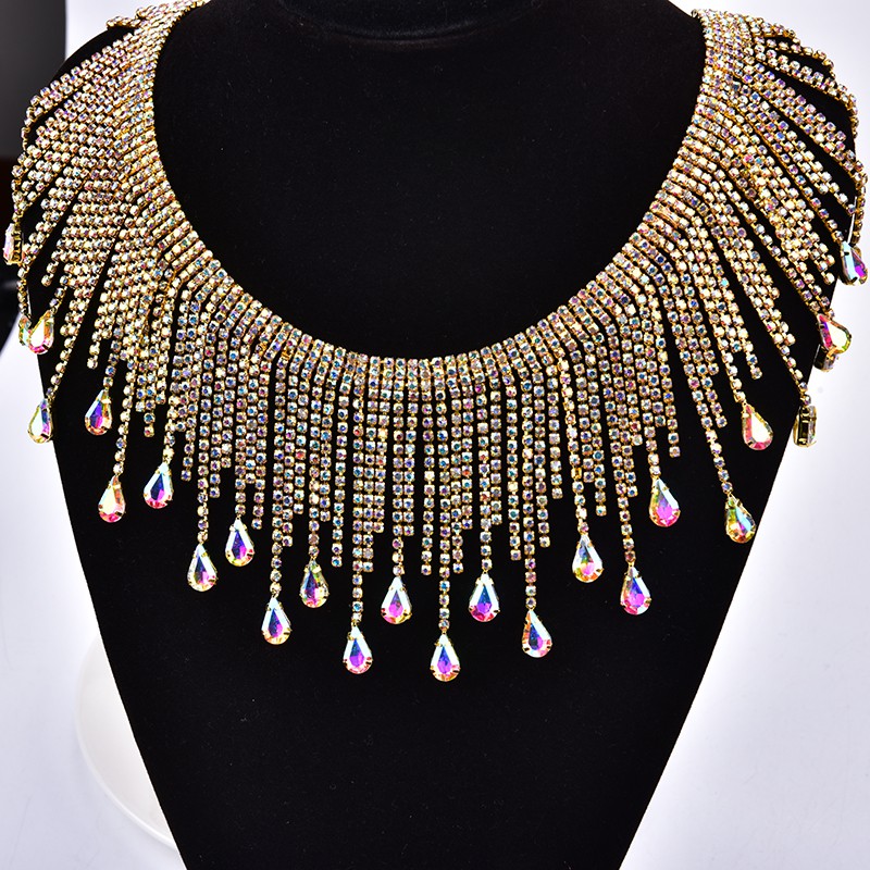 Crystal Sew On Rhinestone Chain 45cm Glass Tassel Fringing Chain Beads