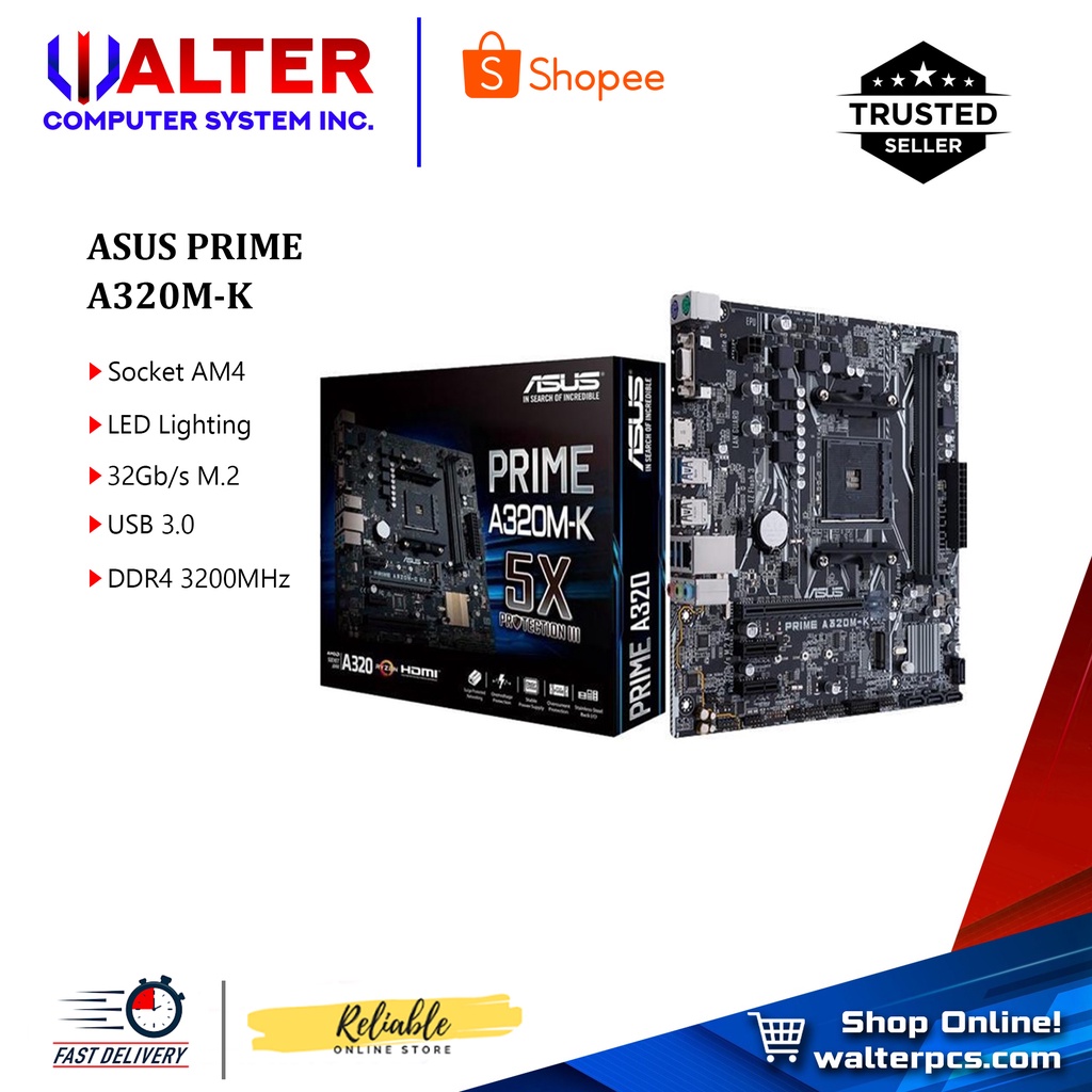 Motherboard Asus Prime A320m-k Am4 Ddr4 Hdmi Amd A320 !!!