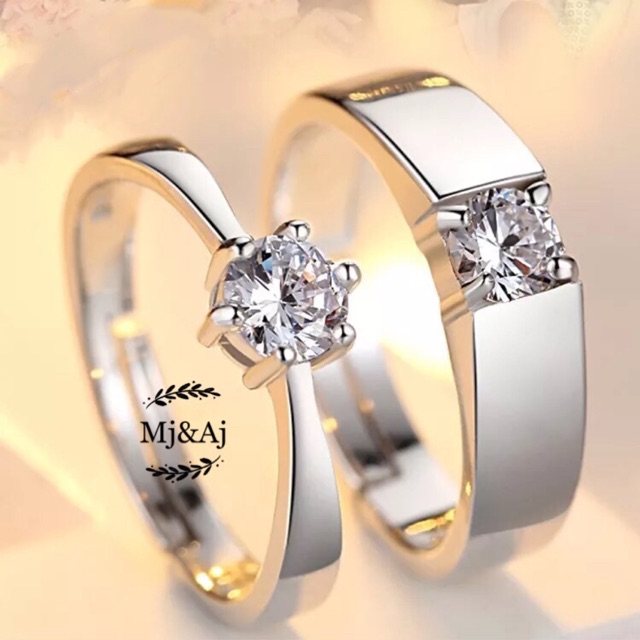 【Mj&Aj】#4White gold couple wedding engagement ring | Shopee Philippines