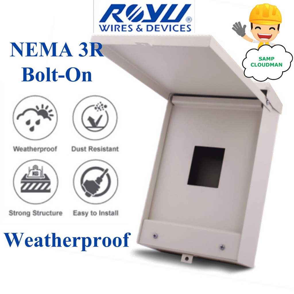 Royu Weatherproof Nema 3R Enclosure Bolt-On 2 Pole Circuit Breaker ...