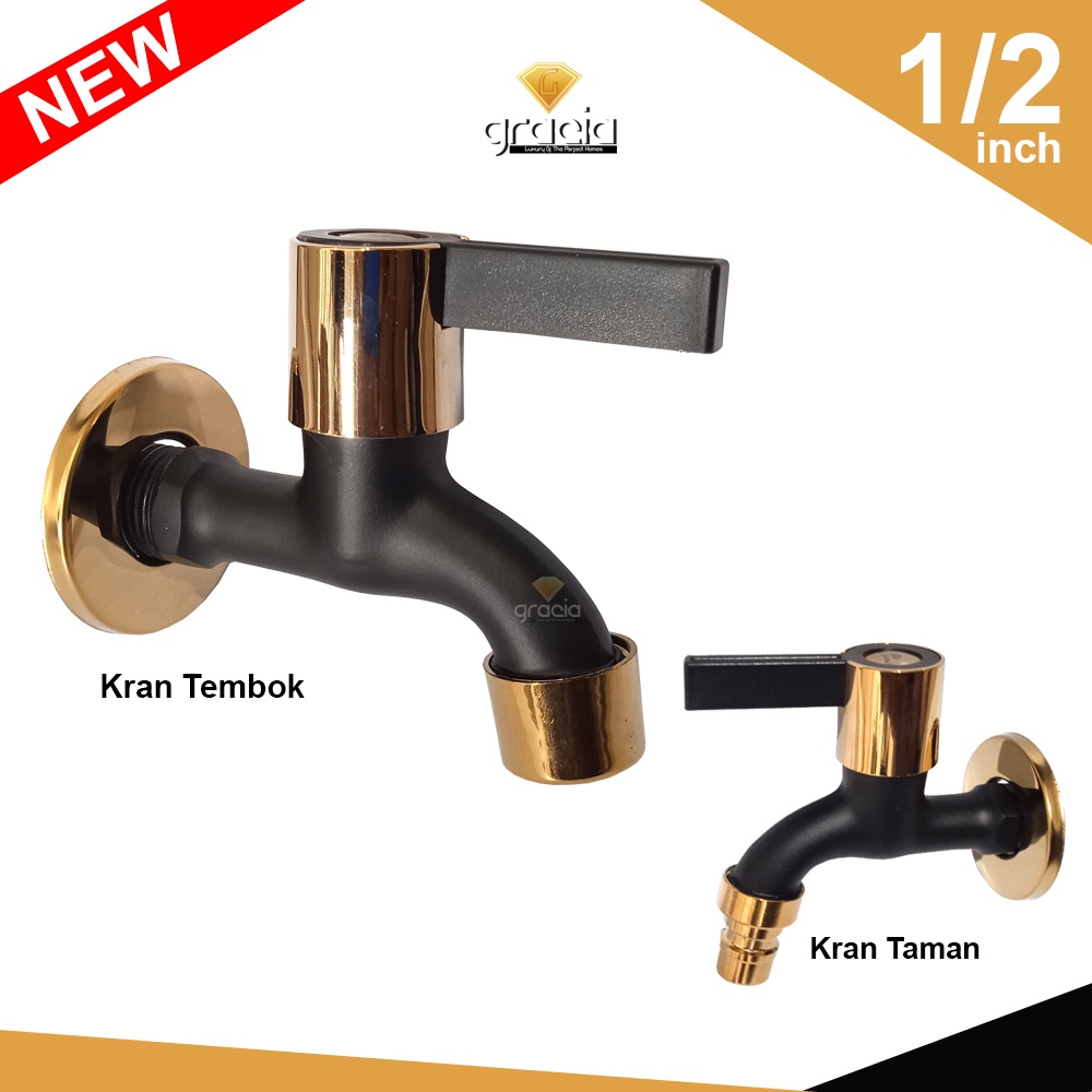 New Black Gold Wall Faucet 1/2 Inch Wall And Garden Water Faucets