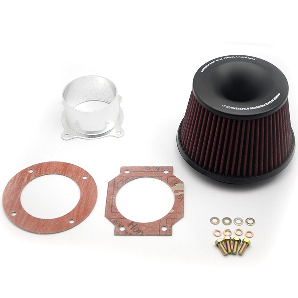 Universal Car Vehicle Intake Air Filter 75mm Dual Funnel Adapter Air ...