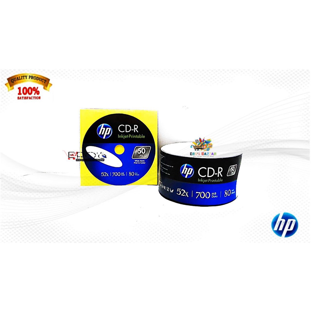HP CD-R 700MB Inkjet Printable Blank CD (White)- 1Pc.with CD Envelope ...