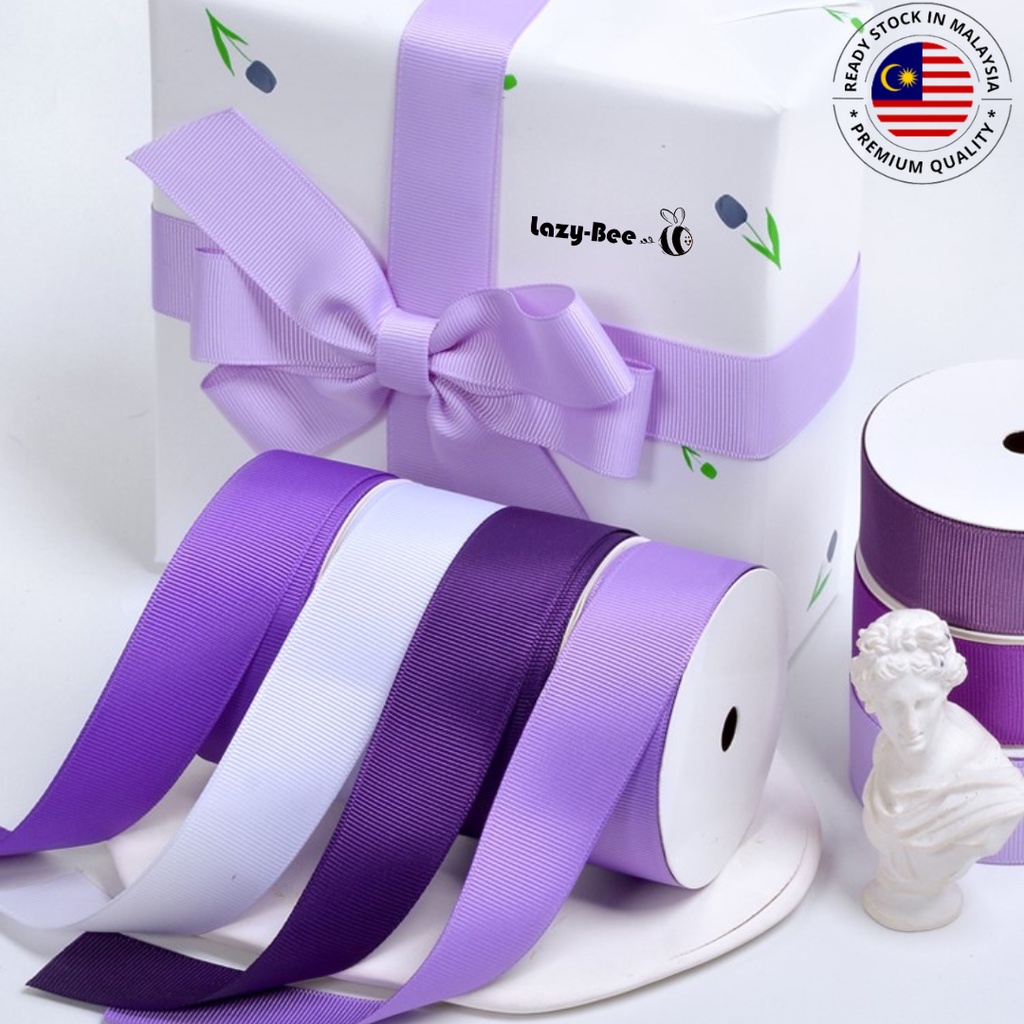 LAZY BEE 100 yards Purple Lilac Mist Grosgrain Ribbon Ribbons Reben ...