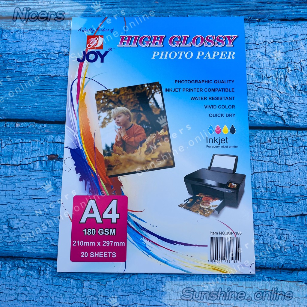 Joy High Glossy Photo Paper 20's (180gsm,210gsm,230gsm) 