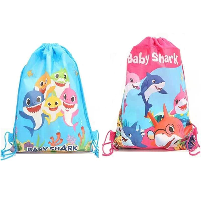 Baby Shark Theme Non-woven Drawstring Gift Bag Kids Birthday Loot Bag ...