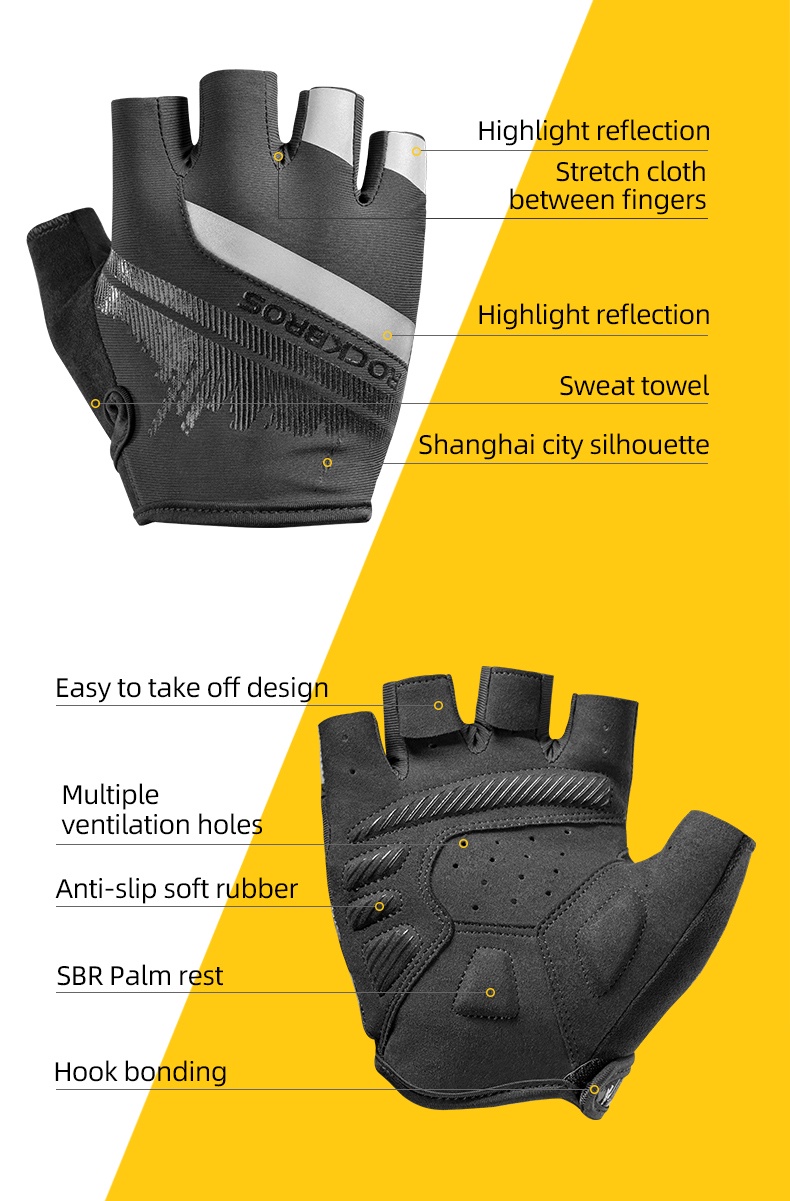 Rockbros Cycling Gloves Shockproof Breathable Screen Touchable Bike ...