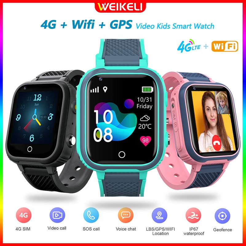 4G Kids Smart Watch Support WhatsAPP Video Call Phone Watch WiFi GPS  Tracker SOS IP67 Waterproof Childre Smartwatch Remote Monitoring Boy Girl  Student