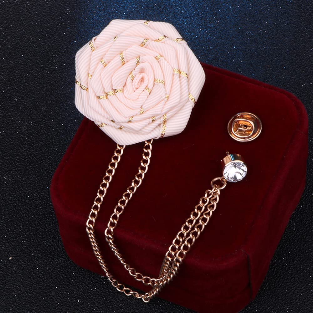 Fashion Bridegroom Wedding Brooches Fabrics Handmade Rose Flower Brooch Lapel Pin Badge Tassel