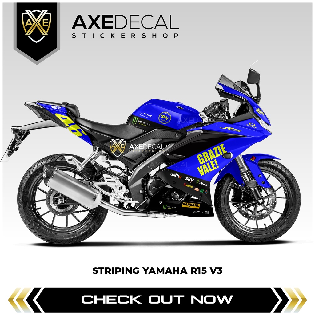 R15 Striping Grazie ValeV3 Yamaha R15 Motorcycle Sticker/ Custom ...