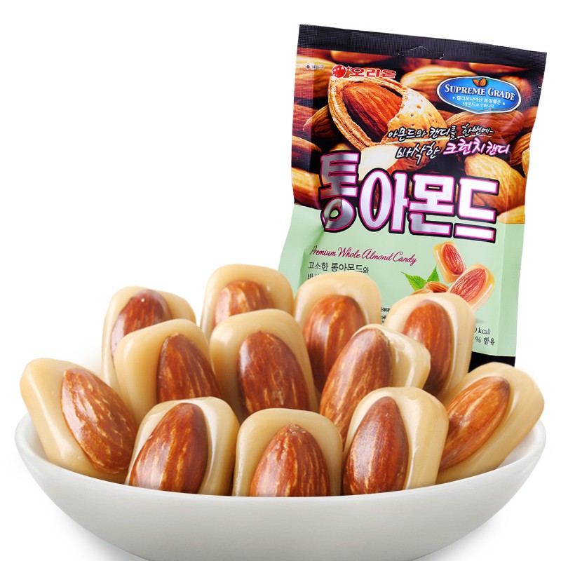 Free Shipping Korean Imported Food Snacks ORION Almond Sugar90g*3Bag of