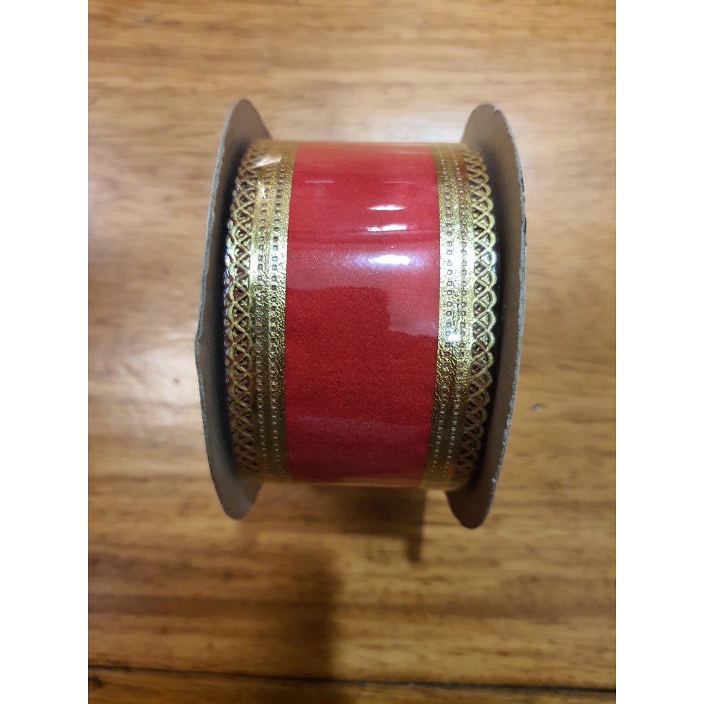 CHRISTMAS WIRED RIBBON RED FELT BY ROLL | Shopee Philippines