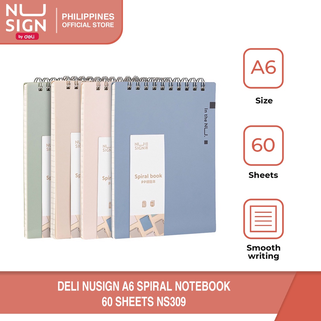 Deli NS309 NuSign A6 Spiral Notebook 60 Sheets [79NS309] | Shopee ...