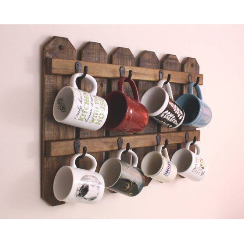 Coffee Mug Holder, Wall Hanging Rack, 8 MUGS Capacity