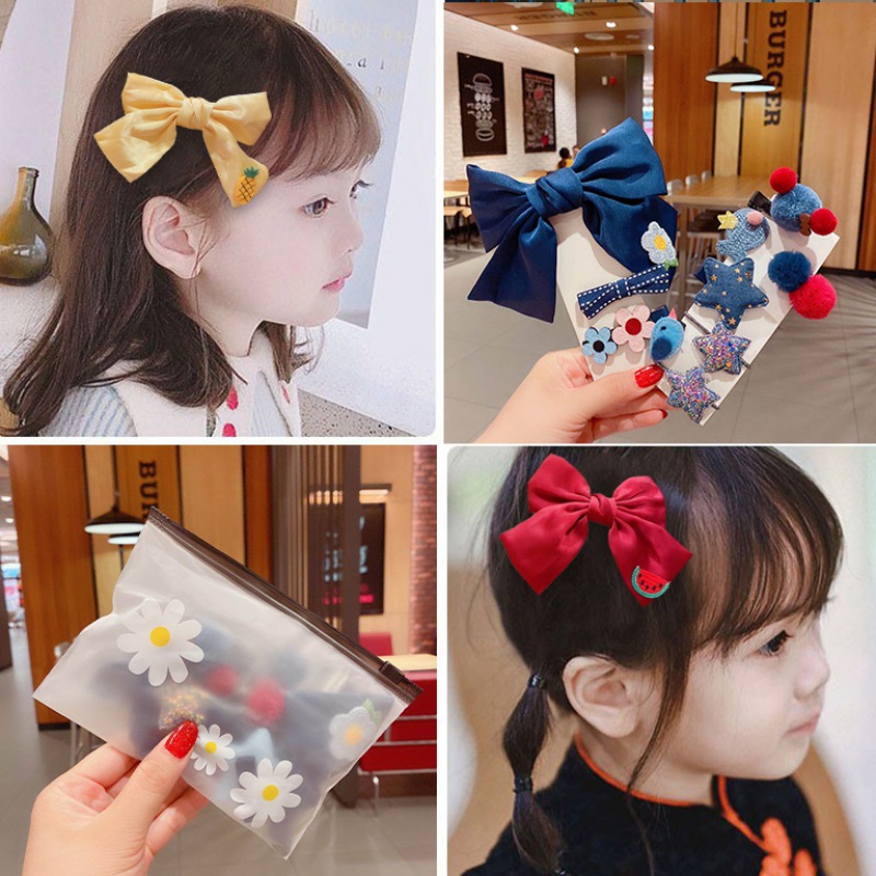 perfect Kids Girl Hair Clip Children Cute Little Girl Clips With Big Bow Hairpin Set ujoc
