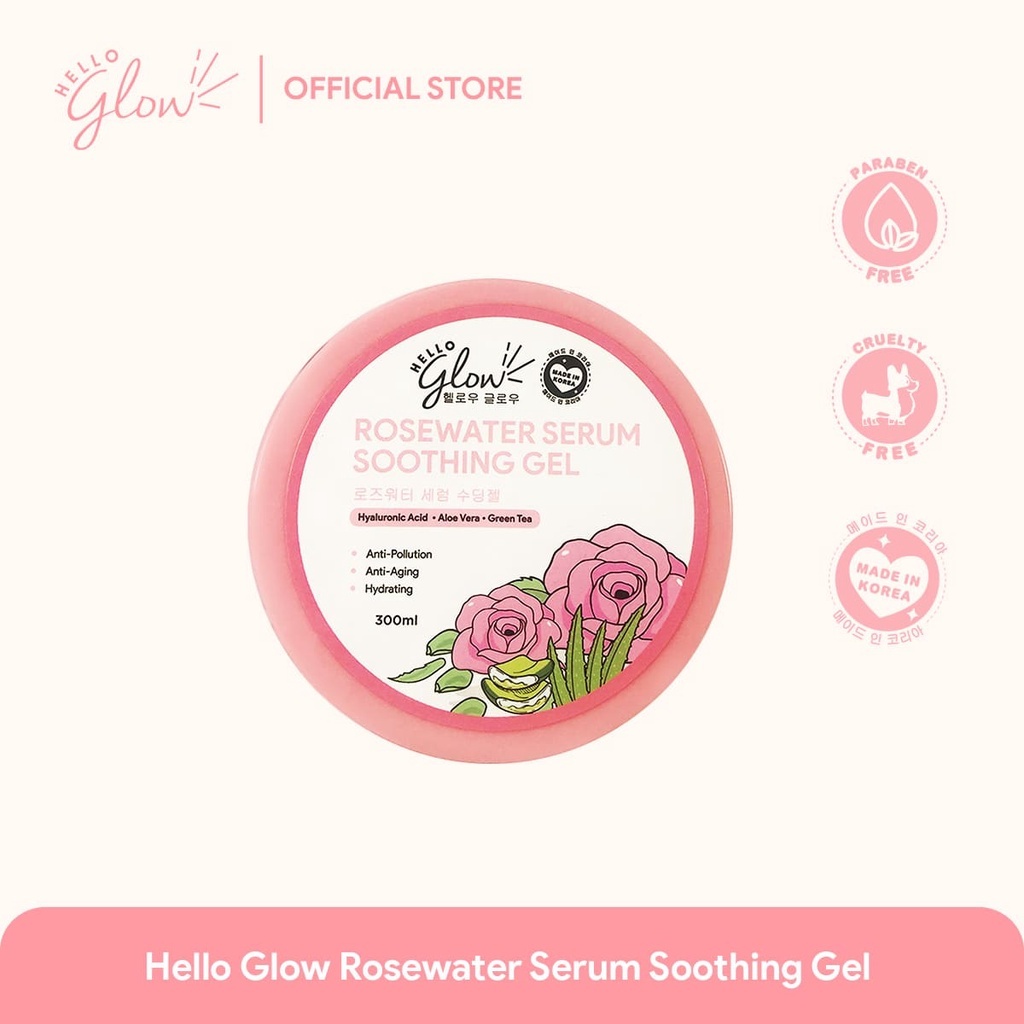 Hello Glow Serum Soothing Gel 300ml - Rosewater (Moisturizer) | Shopee ...