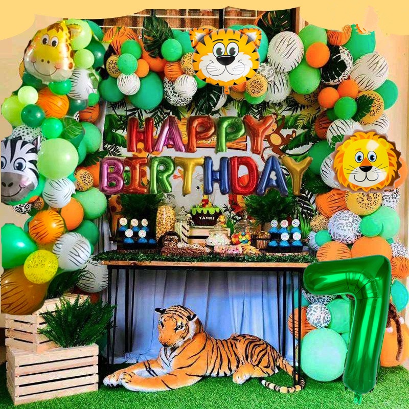 Jungle Safari Party Animal Digital Balloons Set 1 2 3 4 5 6 7 8 9 Years ...