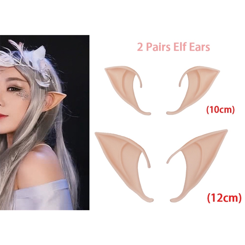 2 Pairs Soft Latex Elf Ears – Long & Short Fairy Pixie Cosplay Ear Tips For Costumes & Parties