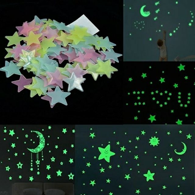 Glow In The Dark Stars Wall Stickers- 100pcs