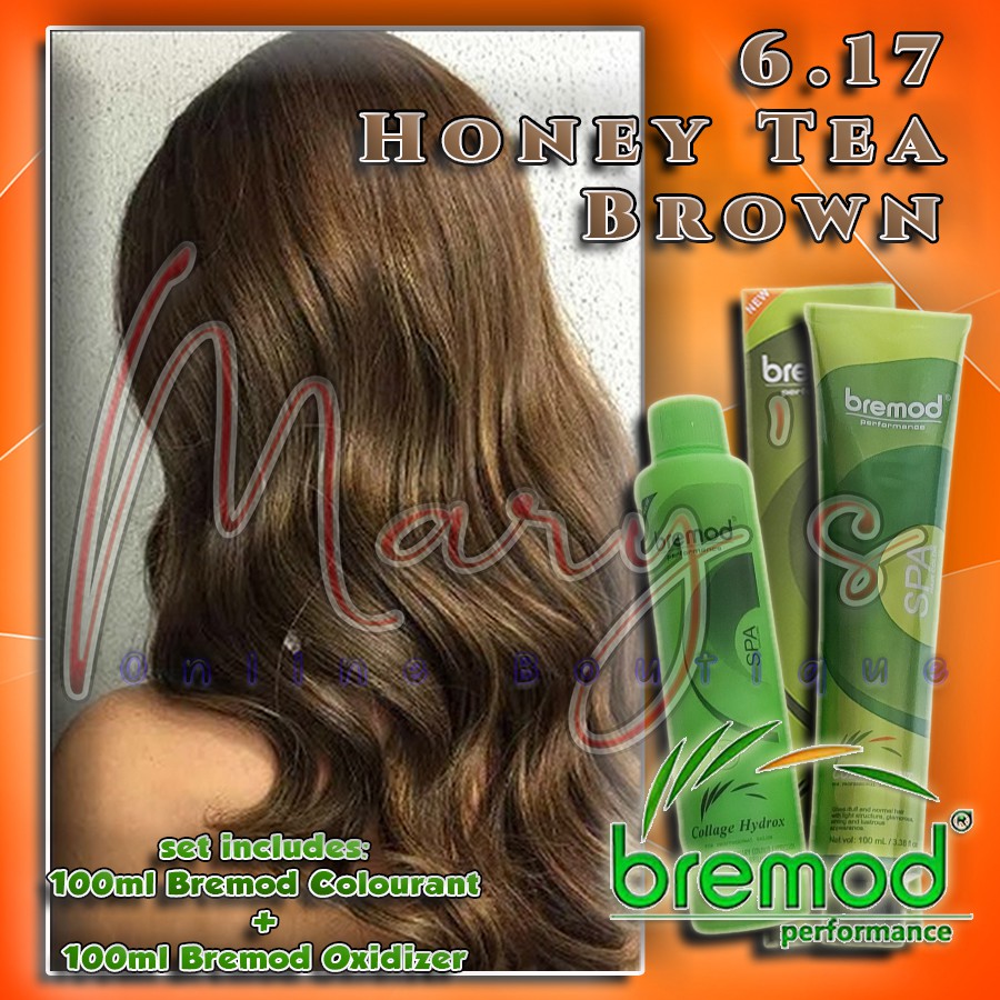Bremod Hair Color 6.17 Honey Tea Brown 100ml with Oxidizing Cream