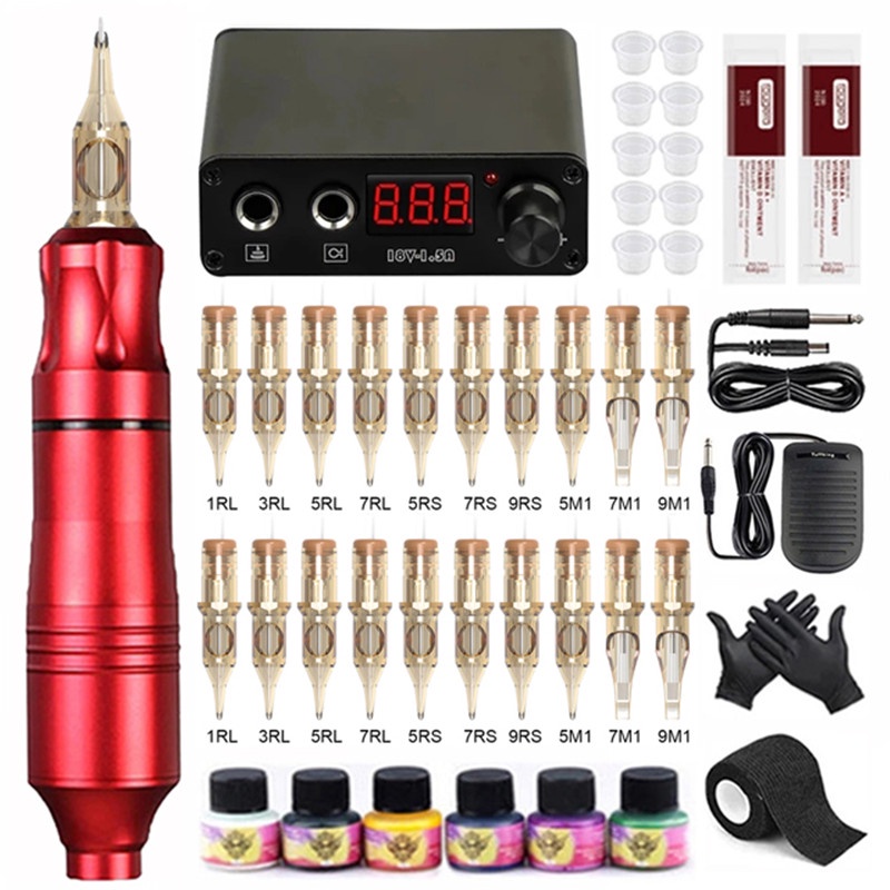 Professional Tattoo Machine Set Complete Tattoo Pen Kit Rotary Gun ...