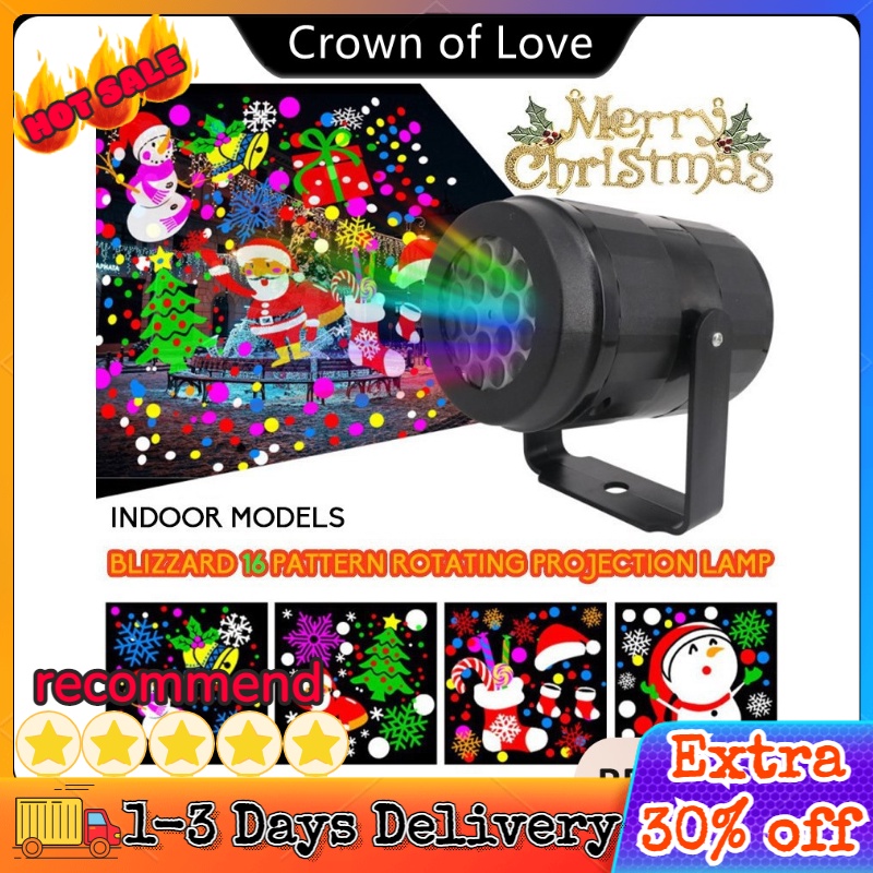 【Ready Stock】16 Patterns Outdoor Christmas Light LED Projection Light ...