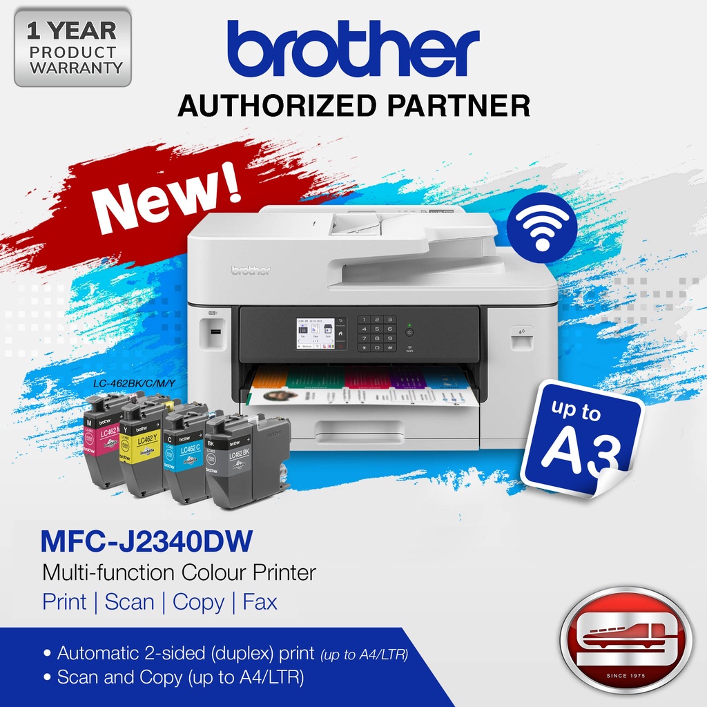 Brother Mfc J2340dw Multi Function Colour Printer Print Scan Copy Fax A3 Size Shopee 